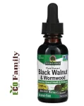 Рідкий екстракт чорного горіха і полину гіркого, без спирту, 2000 мг, 30 мл
